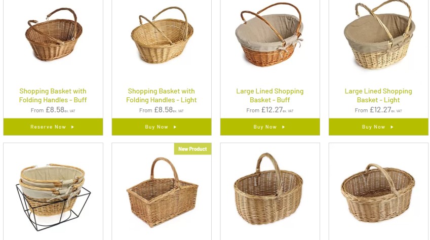 different types of shopping baskets